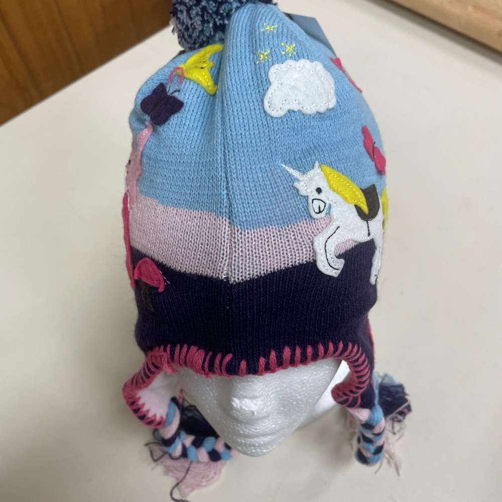 Girls Fairy Tale unicorn Pom Pom floppy ear hat ages 1-4
